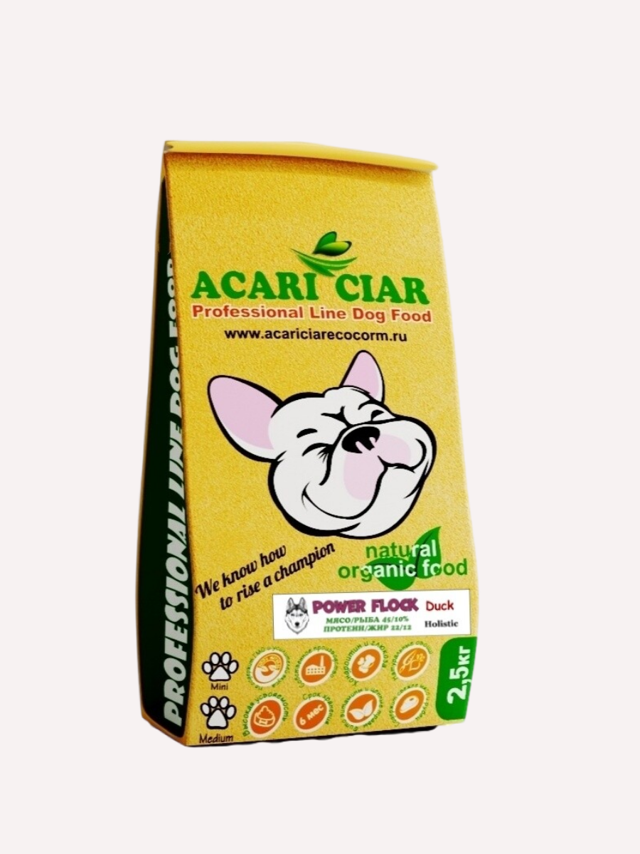 фото Сухой корм для собак acari ciar power flock duck holistic, мини гранулы, 2.5 кг