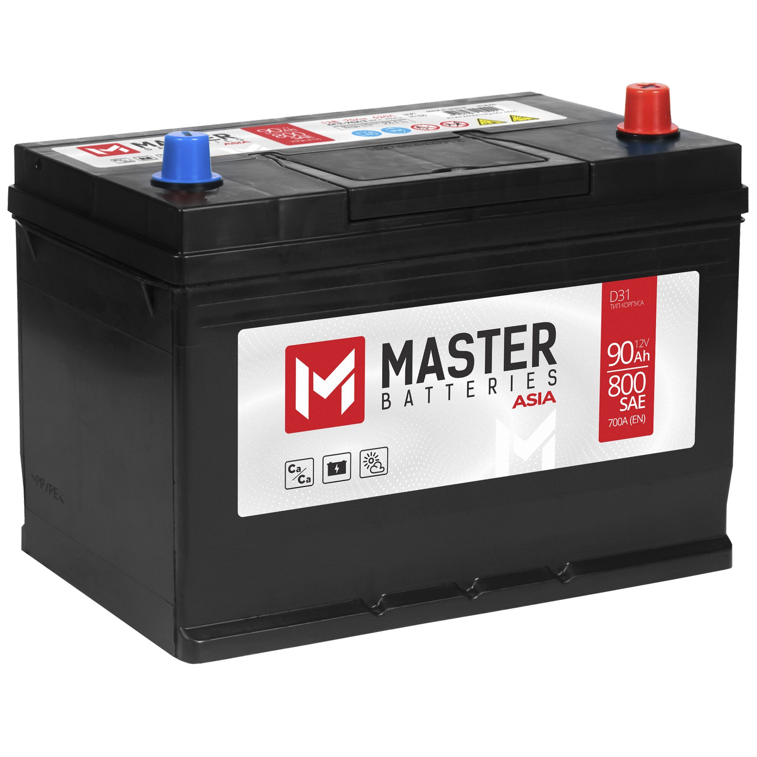 

Аккумулятор автомобильный MASTER BATTERIES Asia 90 Ач 700 А обратная полярность MBA900, Master Batteries Asia