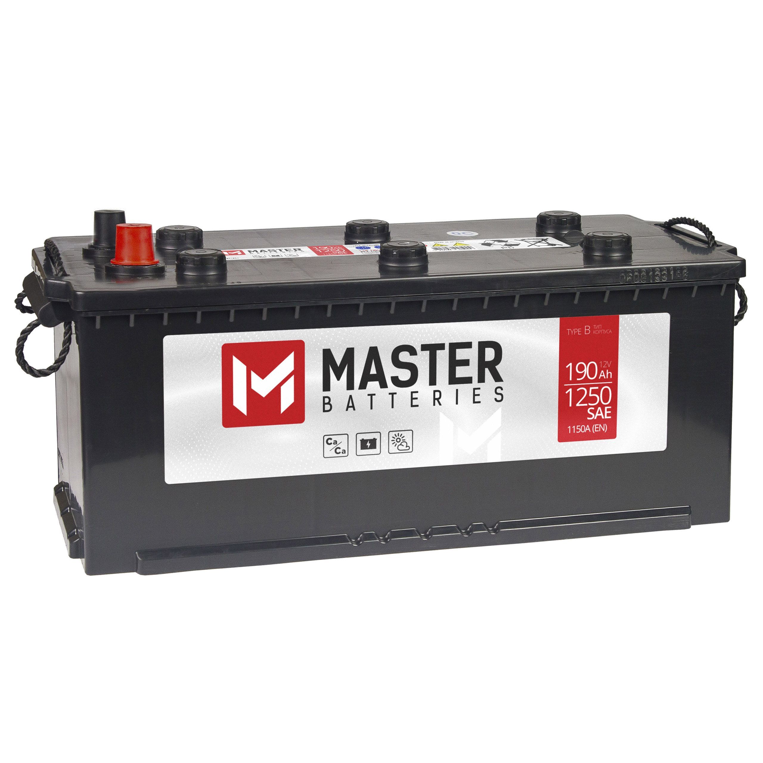 Аккумулятор автомобильный MASTER BATTERIES 190 Ач 1150 А обратная полярность MBT1904