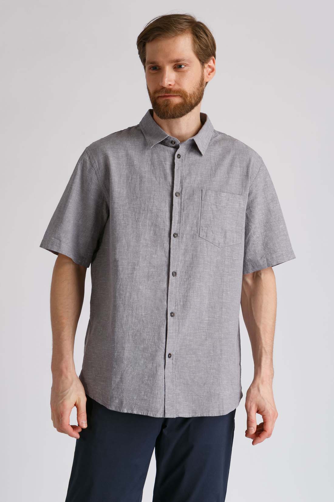 фото Рубашка мужская baon b6822203 серая m