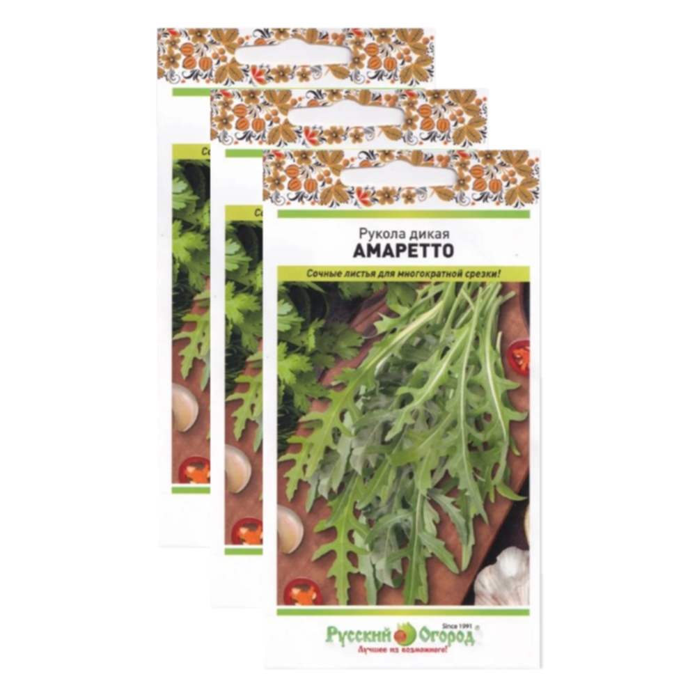 

Комплект Семена Рукола дикая Амаретто Русский огород Раннеспелые 23-03163 3 упаковки, Рукола