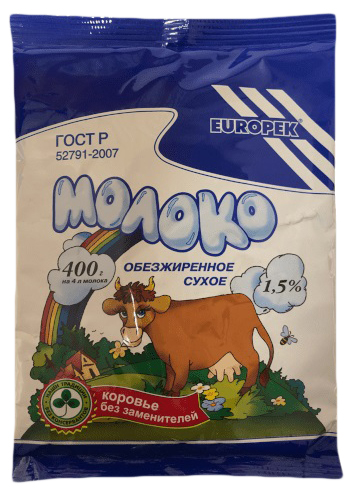 

Молоко 1,5% ультрапастеризованное 400 г Europek БЗМЖ