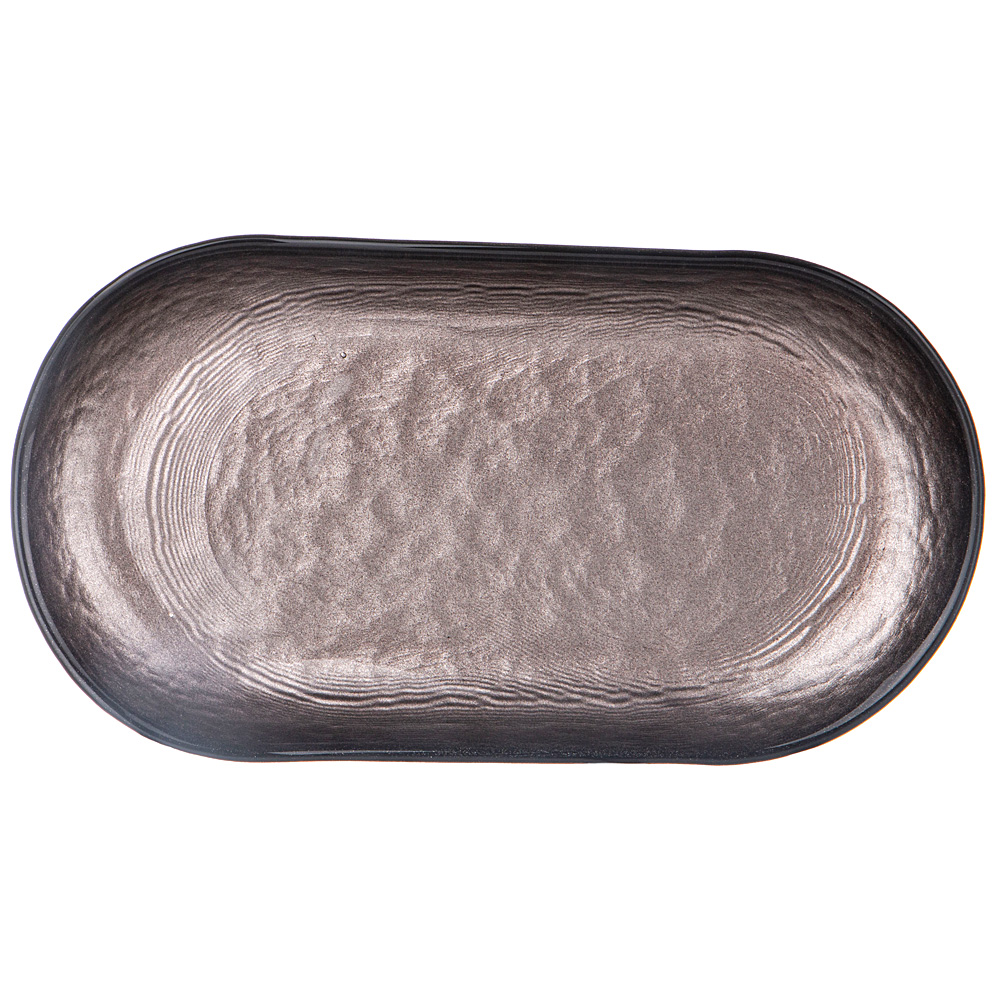 

Набор из 6 штук Блюдо овальное Bronco Natural taupe 27см стекло 336-068_, Серебристый