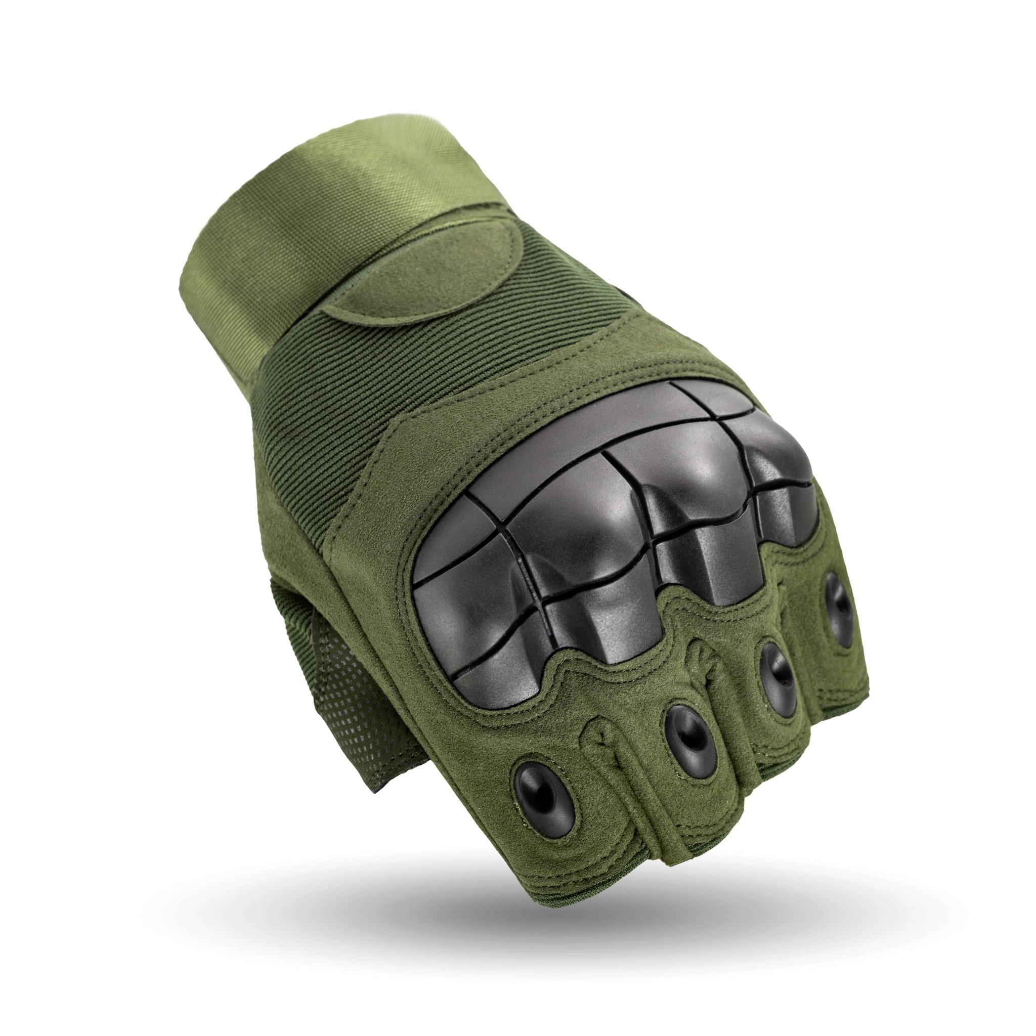 Тактические перчатки Black Hawk с костяшкой без пальцев (зелёные)