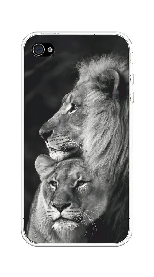 

Чехол на Apple iPhone 4/4S "Львиная пара", Черный;серый;белый, 10150-1