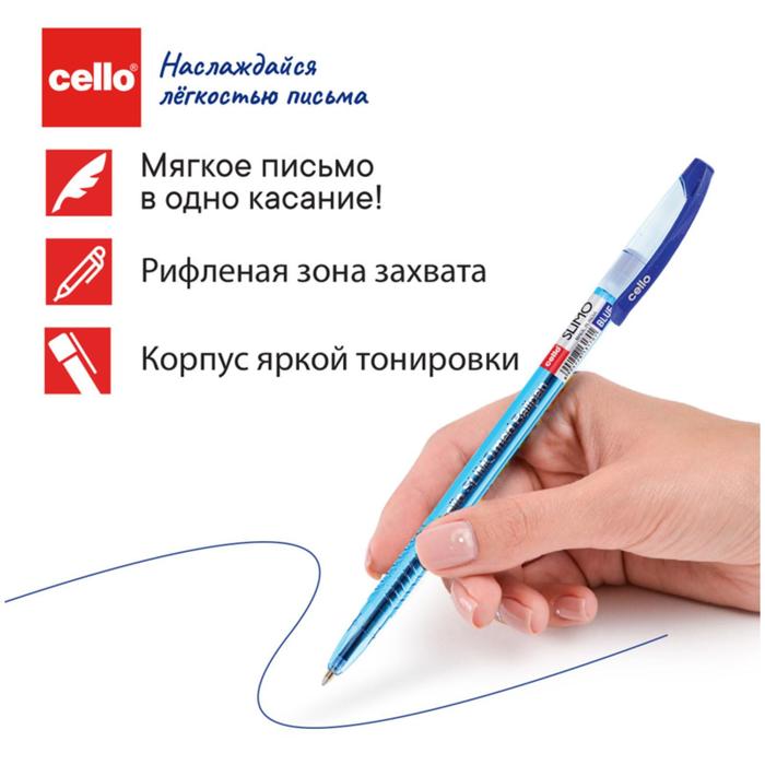 Ручка шариковая Cello Slimo, узел 1.0 мм, чернила синие, корпус синий(50 шт.)