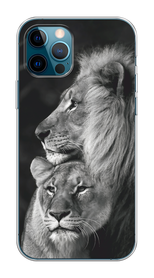

Чехол на Apple iPhone 12/12 Pro "Львиная пара", Черный;серый;белый, 12550-1