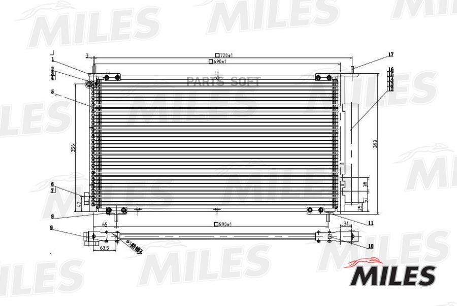 MILES ACCB020 Радиатор кондиционера (паяный) HONDA CR-V 2.0/2.4 02-) ACCB020