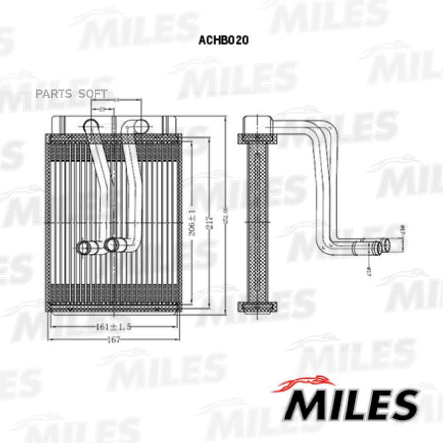 MILES ACHB020 Радиатор печки MILES ACHB020 HYUNDAI SANTA FE 2.0/2.4/2.5/2.7 98-