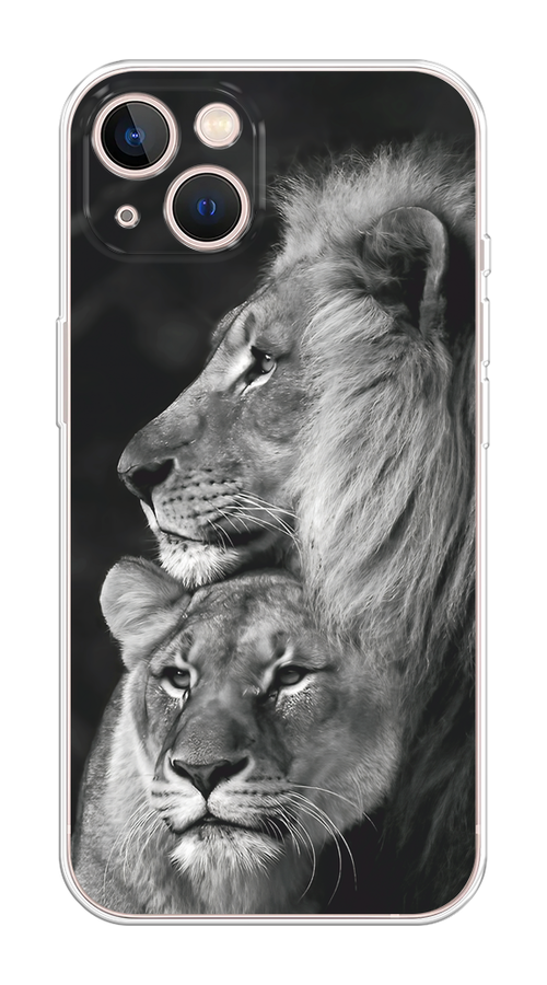 

Чехол на Apple iPhone 13 "Львиная пара", Черный;серый;белый, 14250-1