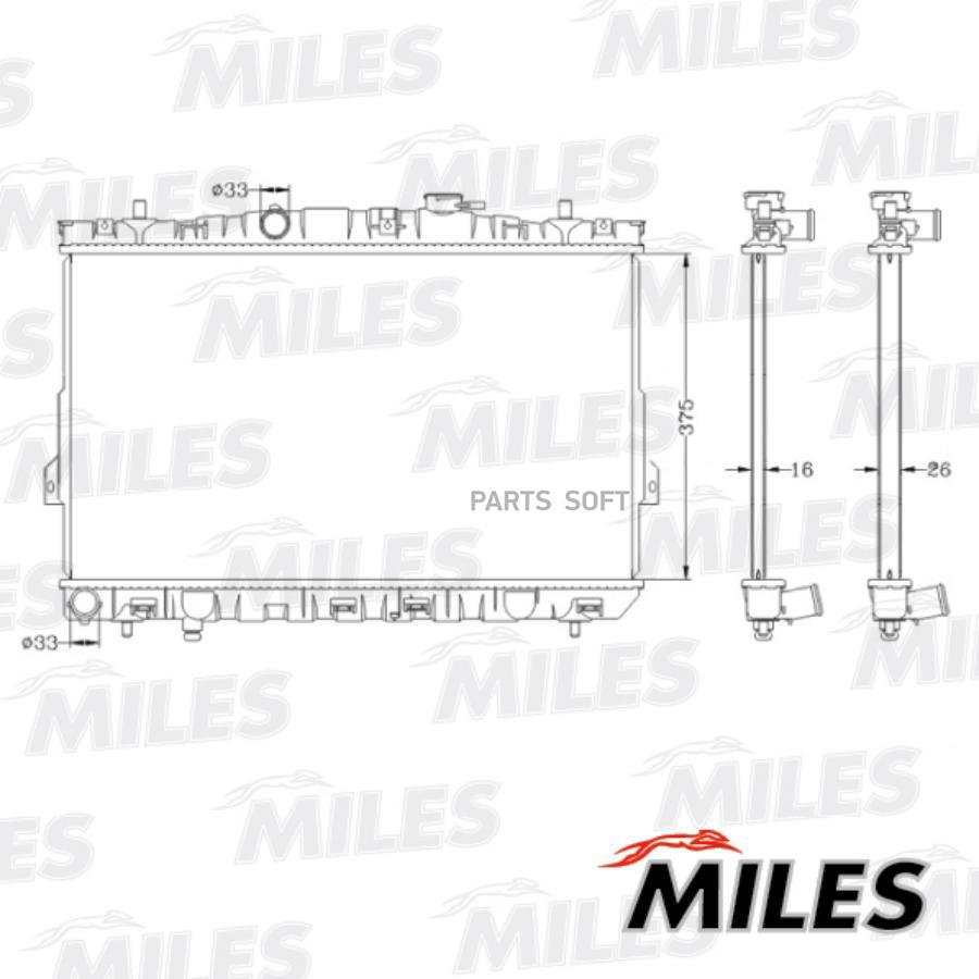 

MILES ACRB353 Радиатор (паяный) HYUNDAI ELANTRA XD 1.6/1.8 M/T 00- (NISSENS 67494) ACRB353