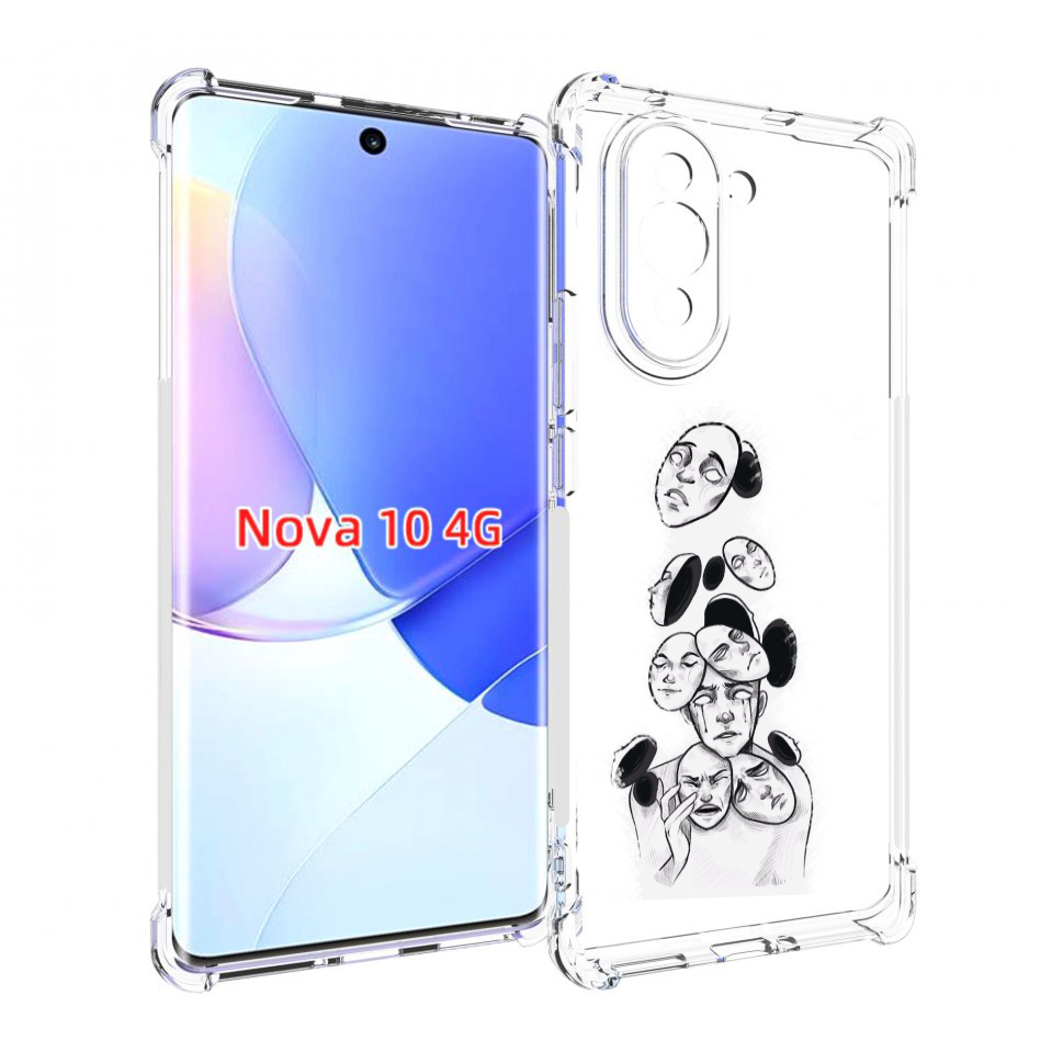 

Чехол MyPads человек с разными масками для Huawei Nova 10, Прозрачный, Tocco