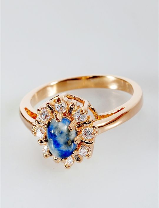 

Кольцо из бижутерного сплава р. 18 Lotus Jewelry 39R-39La, лазурит/циркон, 39R-39La