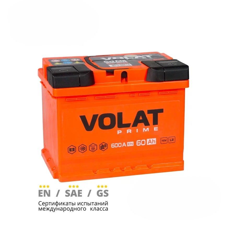 Аккумулятор автомобильный VOLAT Prime 60 Ач 590 А обратная полярность VS600