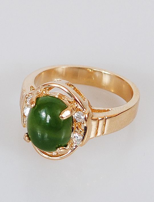 

Кольцо из бижутерного сплава р. 18 Lotus Jewelry 70R-052ja, нефрит/циркон, 70R-052ja