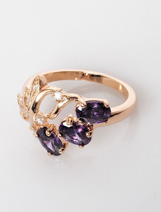 

Кольцо из бижутерного сплава р.  Lotus Jewelry 39R-48am, аметист/циркон, 39R-48am