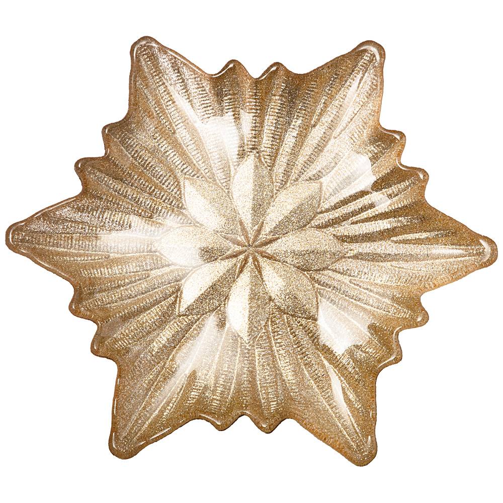 

Набор из 2 штук Блюдо ACKAM Snowflake gold shiny 21см стекло 339-089_, Золотистый