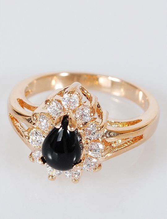 

Кольцо из бижутерного сплава р.  Lotus Jewelry 39R-60on, оникс/циркон, 39R-60on