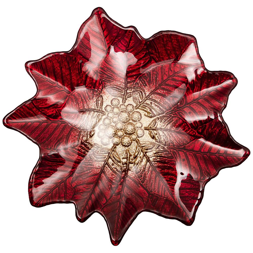 

Набор из 2 штук Блюдо ACKAM Poinsettia red gold 27х26см стекло 339-093_, Красный