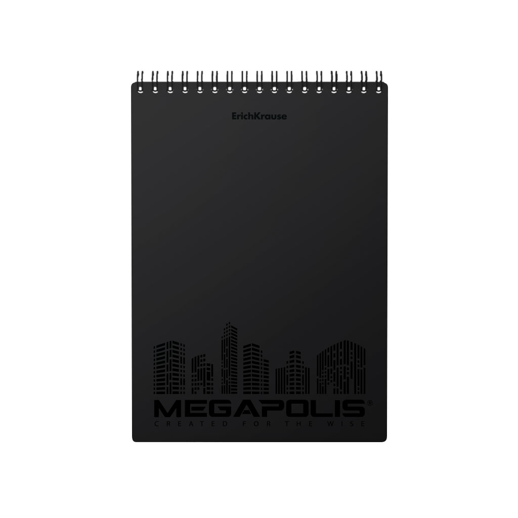 

Блокнот ErichKrause MEGAPOLIS, черный, А5, 80 листов, клетка