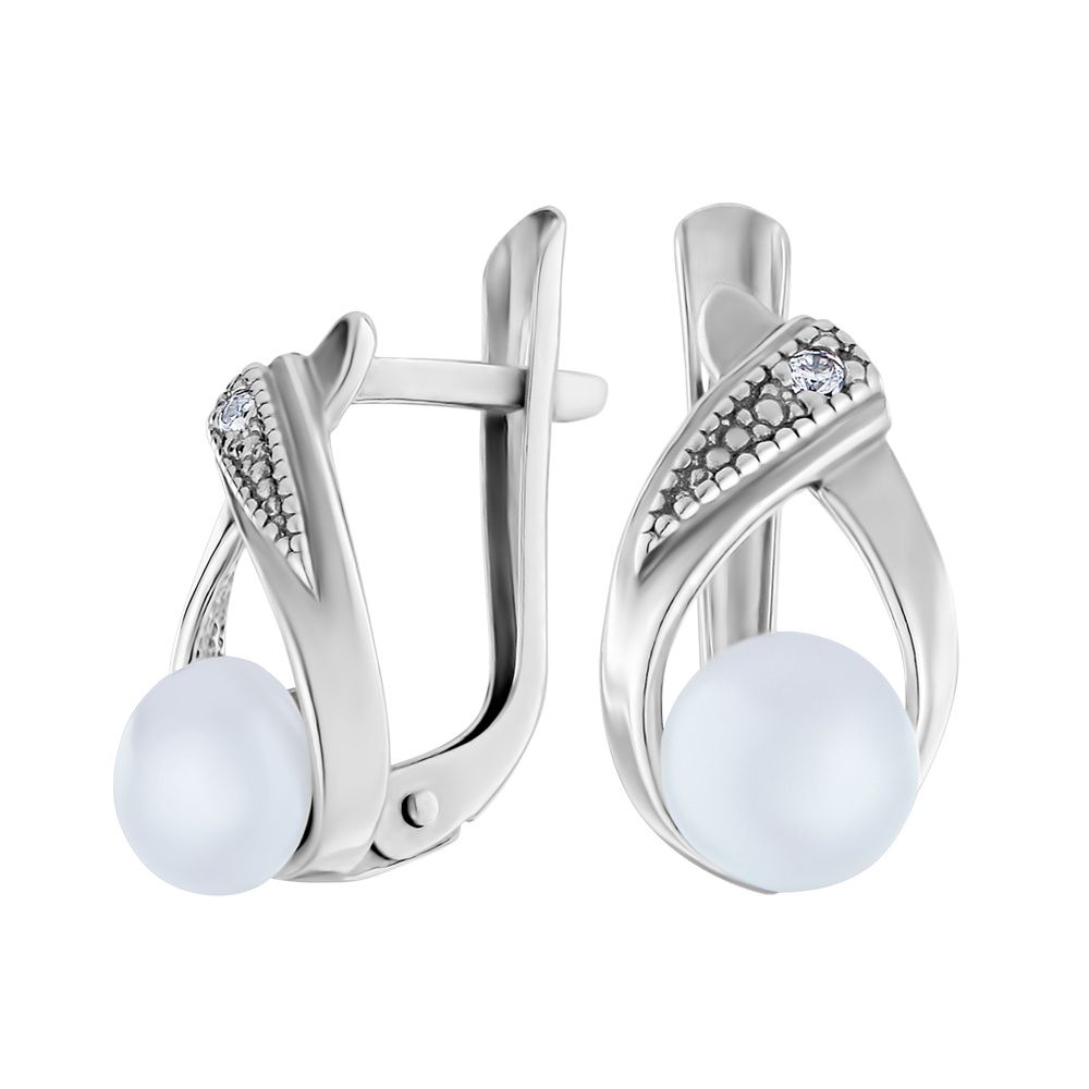 

Серьги из серебра с жемчугом/фианитом ЮВЕЛИР КАРАТ 2121910/9-5-5,5, 2121910/9-5-5,5