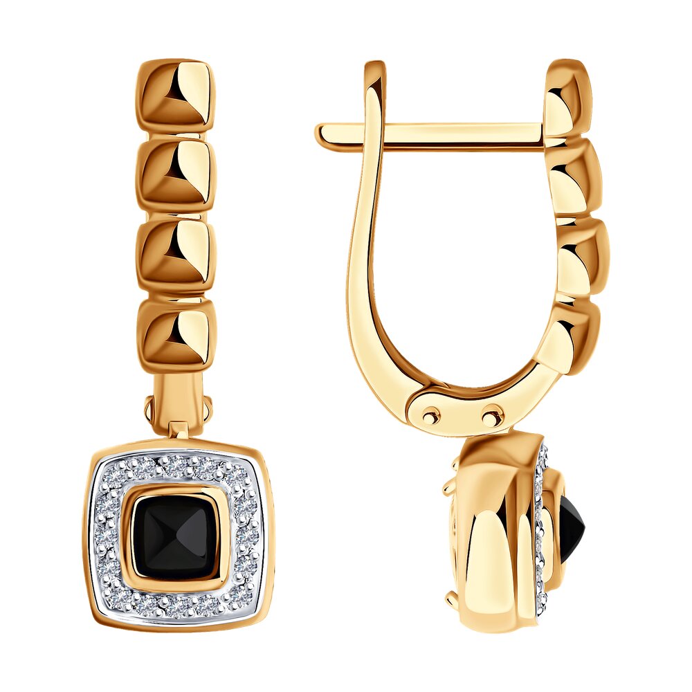 Серьги из красного золота с бриллиантом и шпинелью SOKOLOV Diamonds 6024287