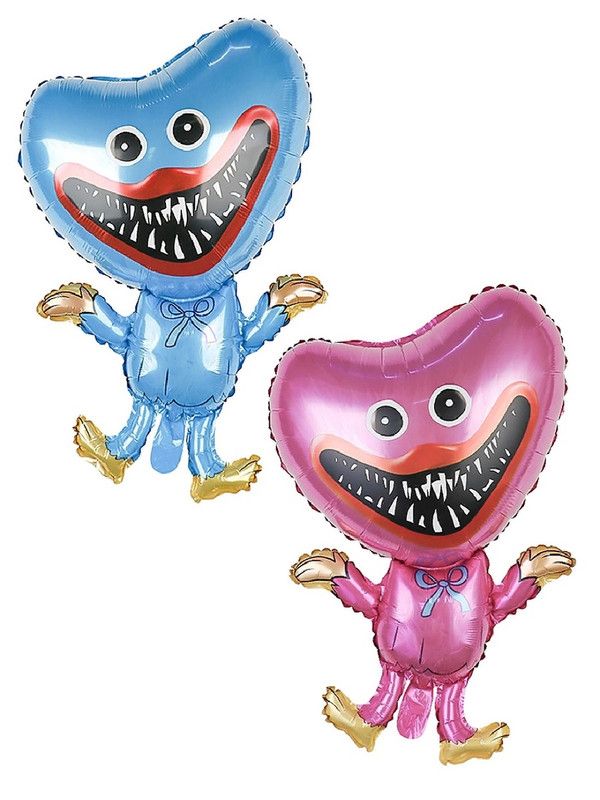 Набор шаров Веселая затея Монстр Зубастик сердце 49х76 см синий+розовый фольгированный 2шт набор шаров веселая затея оскорбления для нее 36см 5шт