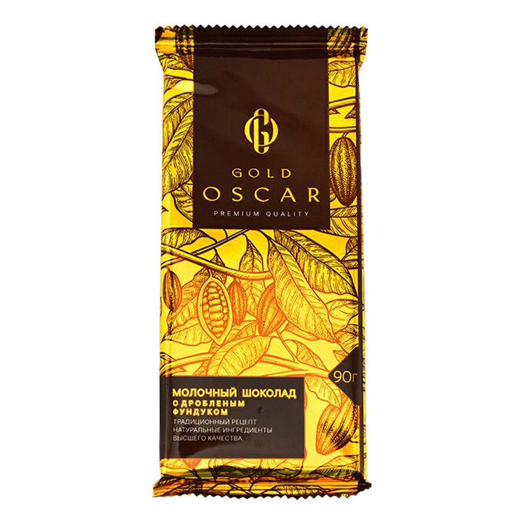 Шоколад Верность Качеству Gold Oscar молочный с дробленым фундуком 90 г