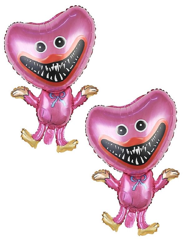 фото Набор шаров веселая затея монстр зубастик сердце 49х76 см розовый фольгированный 2 шт