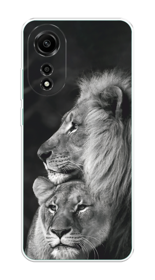 

Чехол на Oppo A78 4G "Львиная пара", Черный;серый;белый, 2514750-1