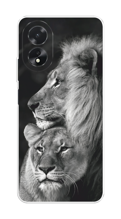 

Чехол на Oppo A38/A18 "Львиная пара", Черный;серый;белый, 2515450-1