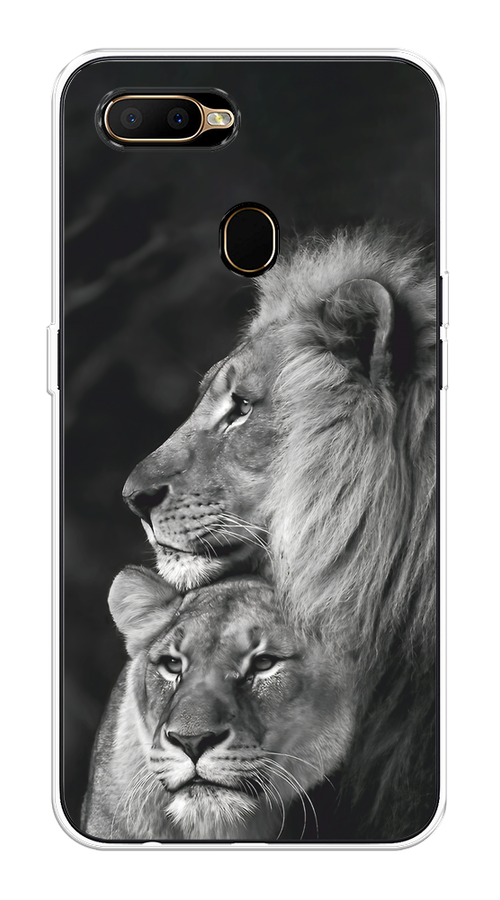 

Чехол на Oppo A5s "Львиная пара", Черный;серый;белый, 252350-1