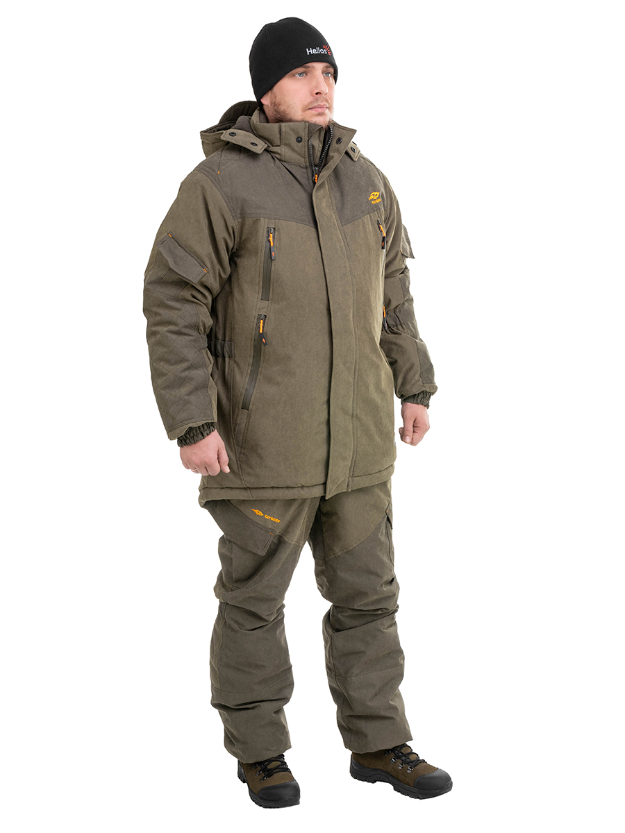 Мембранный зимний костюм для рыбалки Тайгер Бизон до -45, хаки, р. 56-58/182-188