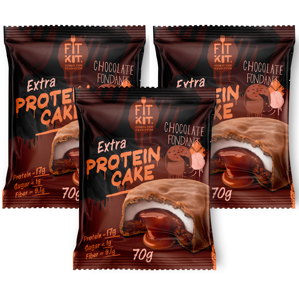 Печенье Fit Kit Extra Protein Cake 70 г, 3 шт., шоколадный фондан