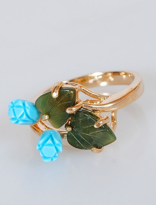 

Кольцо из бижутерного сплава р.  Lotus Jewelry 43R-65tq-ja, бирюза/нефрит, 43R-65tq-ja