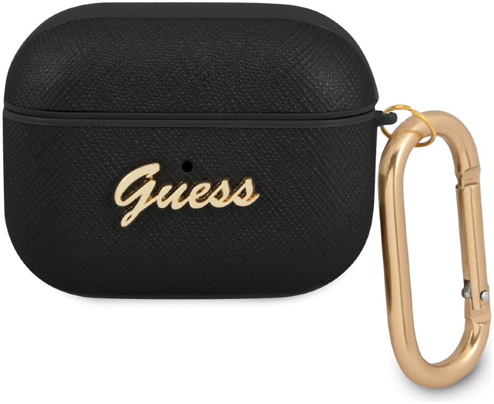 фото Чехол с карабином cg mobile guess pu saffiano with metal logo для airpods pro, черный