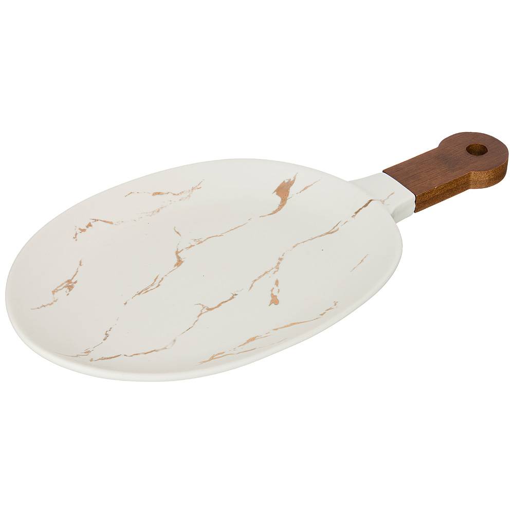 

Блюдо Lefard Золотой мрамор white 37.5х19х2.4см фарфор подставка 412-125_, Белый