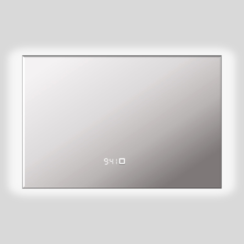 

Зеркало Квартал 80*120 с холодной LED-подсветкой и часами горизонтальное, Квартал