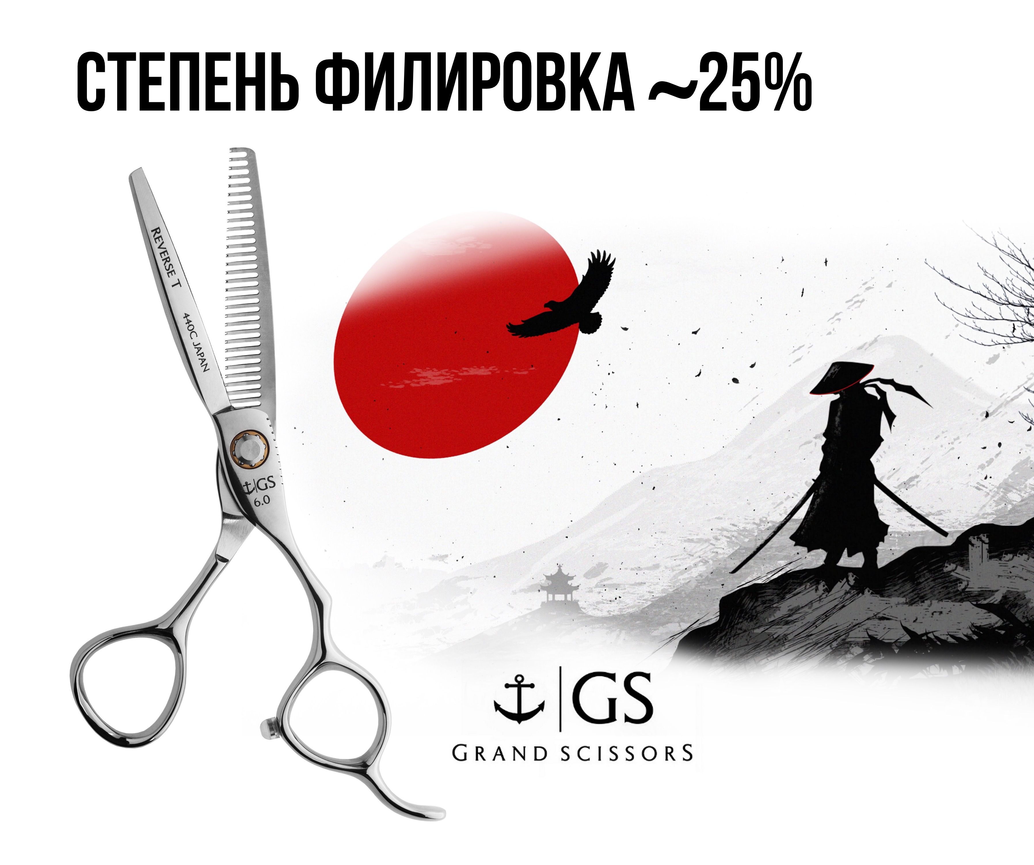 Филировочные парикмахерские ножницы Grand Scissors GS Reverse T 6.0 1 шт