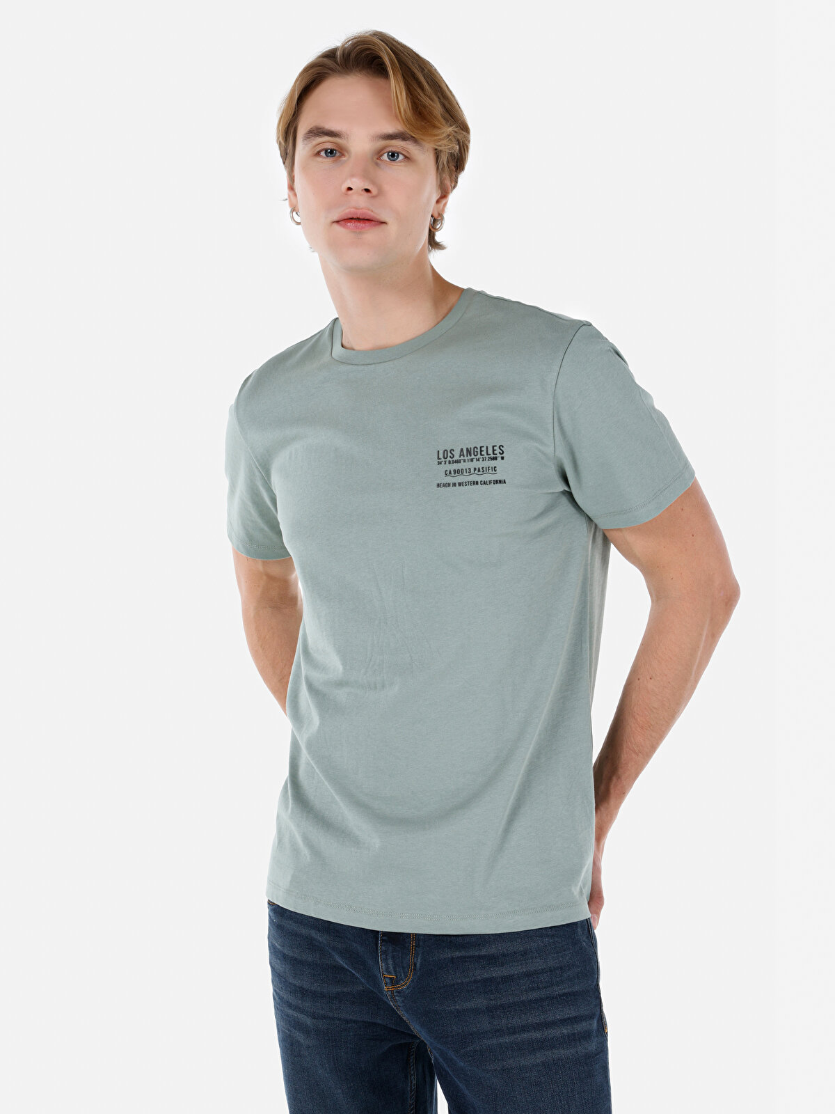 

Футболка мужская Colin's CL1068519 зеленая L, Зеленый, CL1068519