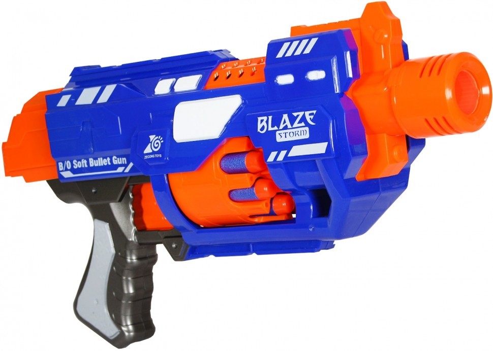 Пистолет игрушечный Zecong Toys BlazeStorm с мягкими пулями на батарейках ZC7033 джип вездеход радиоуправление свет на батарейках синий