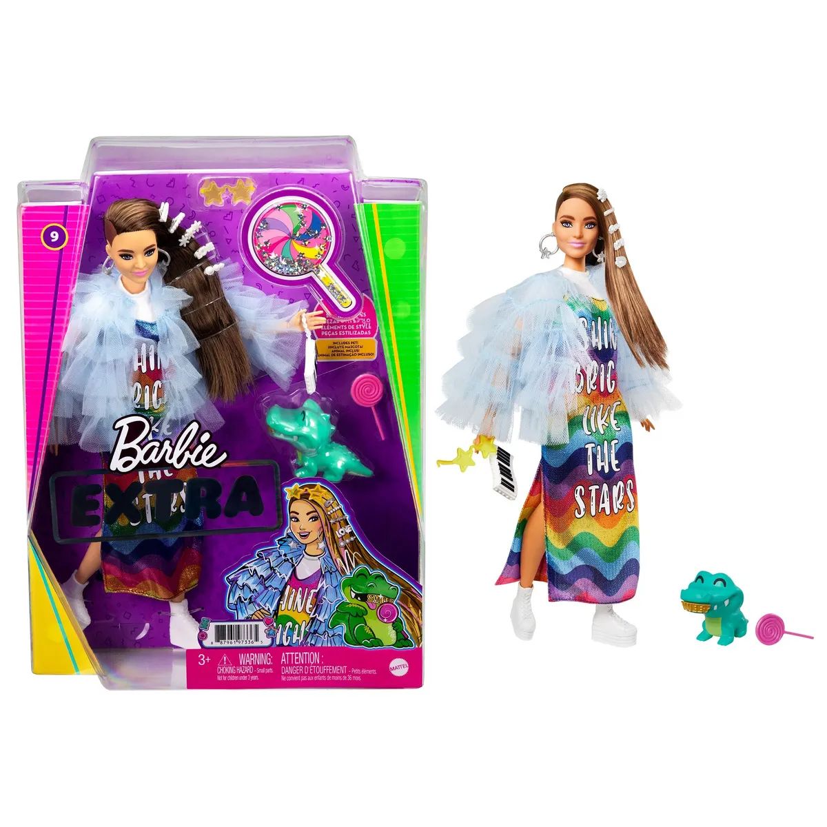 Кукла Barbie Экстра в радужном платье Extra GYJ78