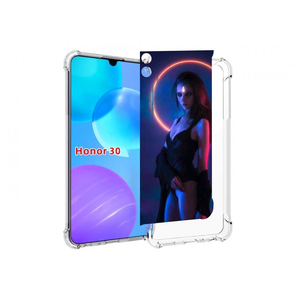 

Чехол MyPads девушка с неоновым кругом женский для Huawei Honor 30 Lite, Tocco