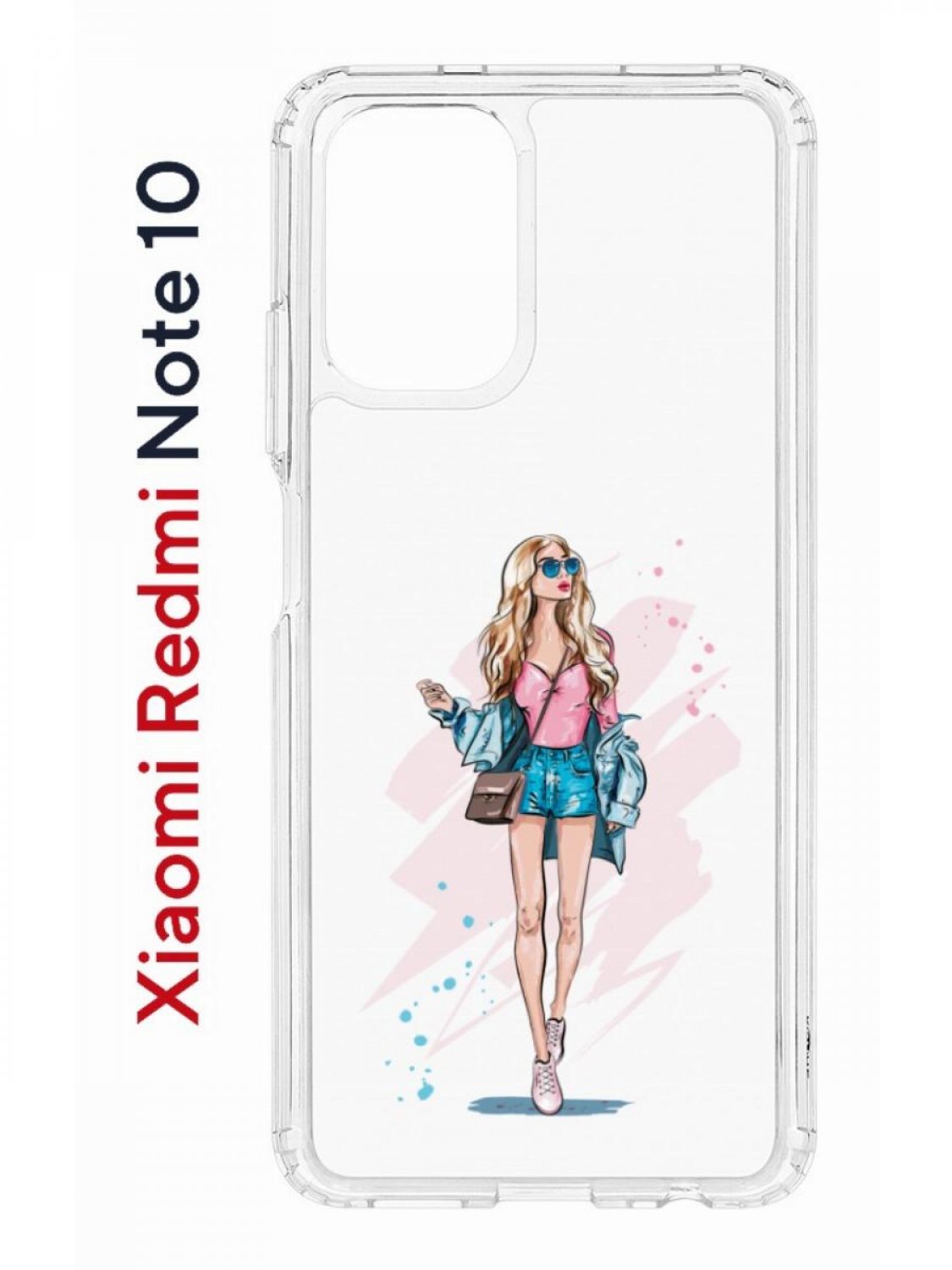 Чехол на Redmi Note 10/10S Kruche Print Fashion Girl,противоударный бампер с принтом