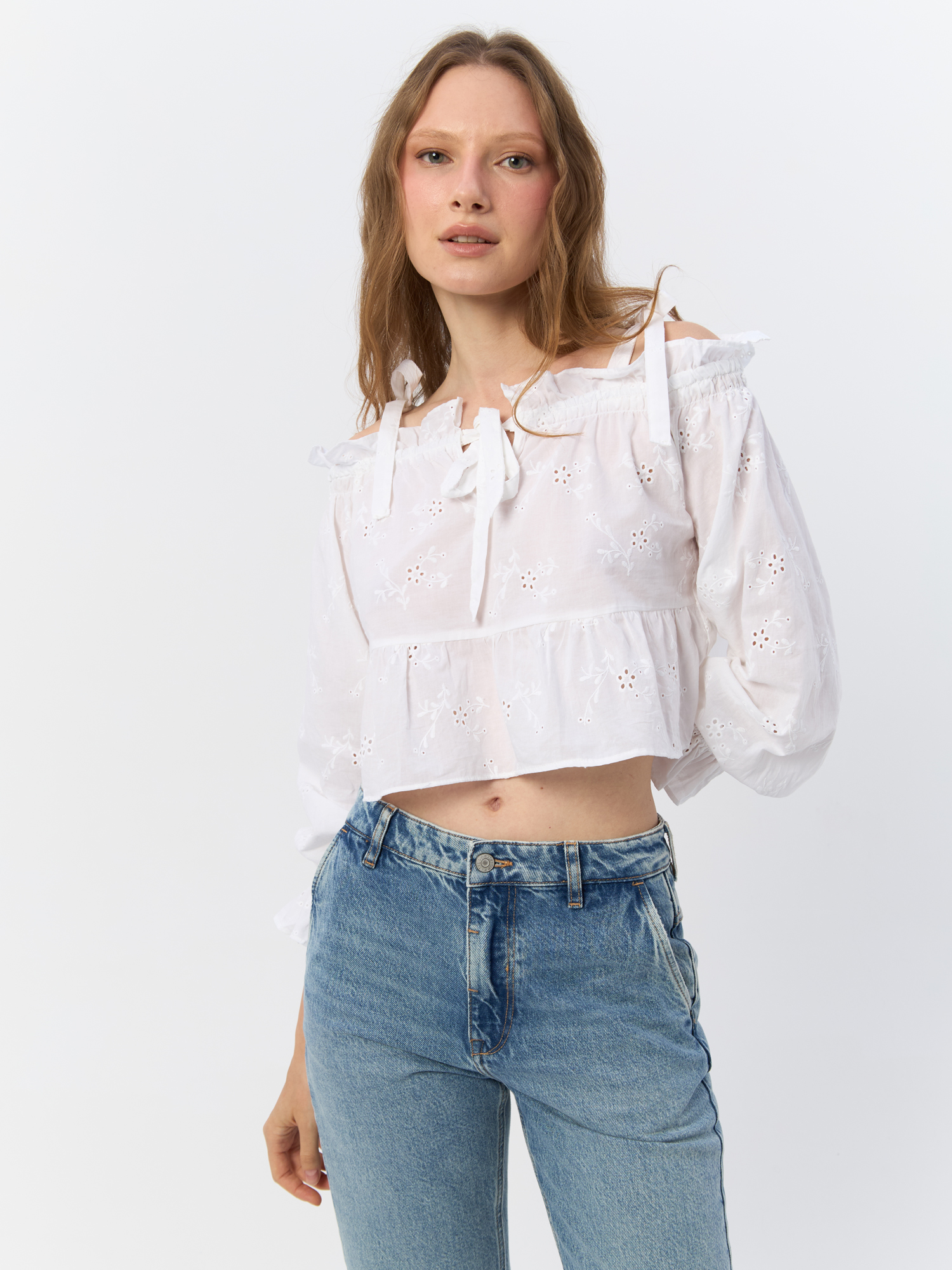

Топ женский H&M 976635001 белый S, 9766350