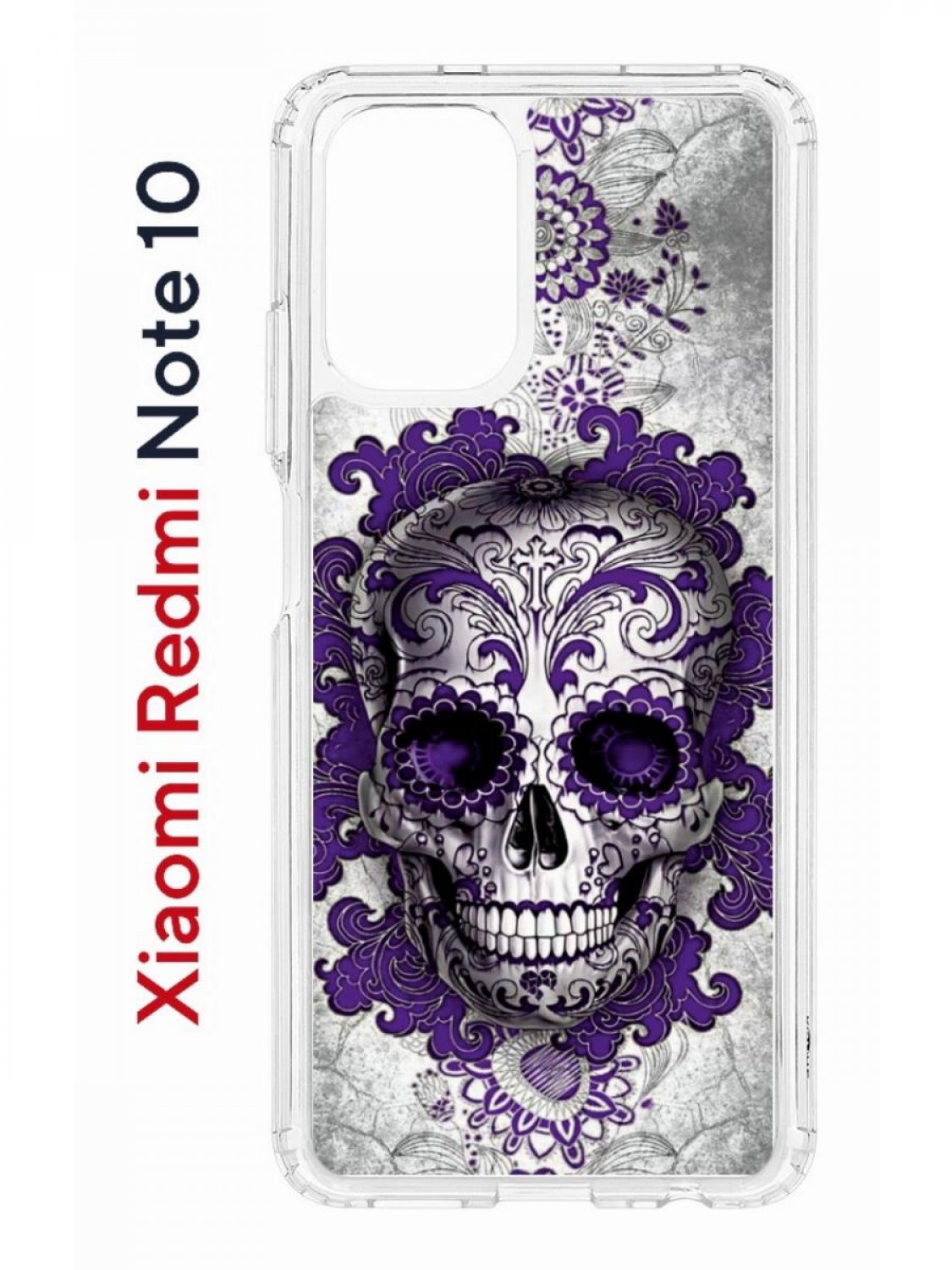 Чехол на Xiaomi Redmi Note 10/10S Kruche Print Sugar Skull,противоударный бампер с принтом