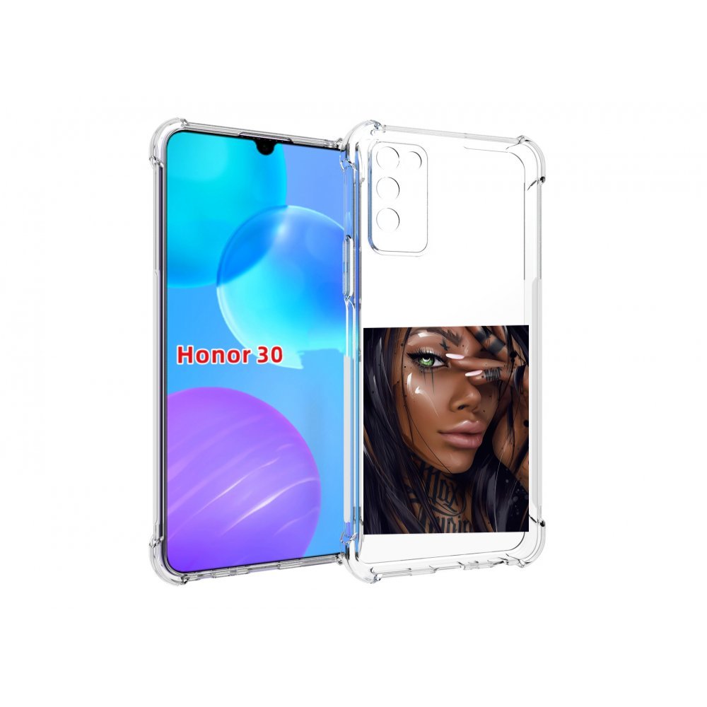 

Чехол MyPads девушка-с-зелеными-глазами-яркими для Huawei Honor 30 Lite, Tocco