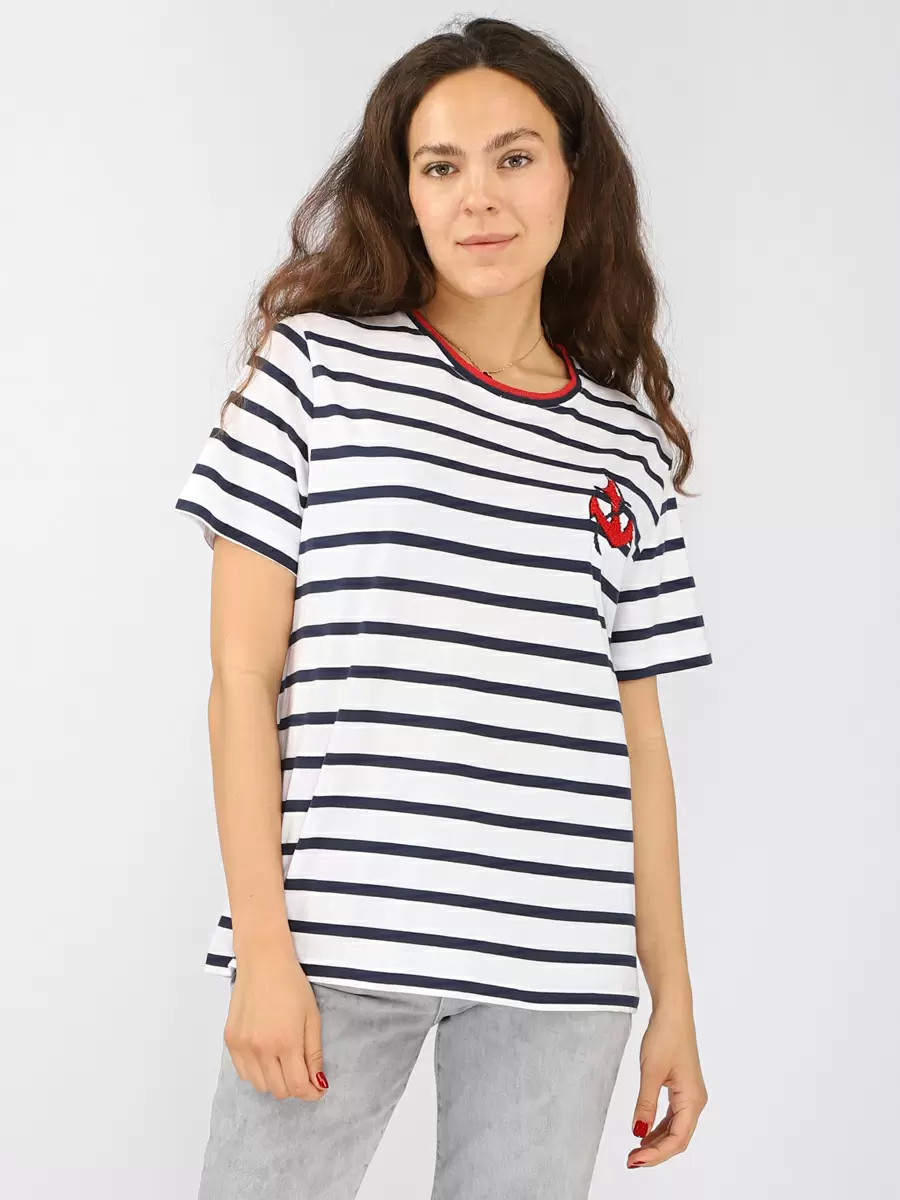 

Футболка женская JOGGY J7801 WOMEN T.SHIRT WH-NAVY синяя S, SQ69745