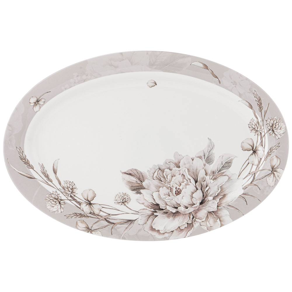 

Набор из 4 штук Блюдо овальное Lefard white flower 36х24см серое фарфор 415-2126_, Серый