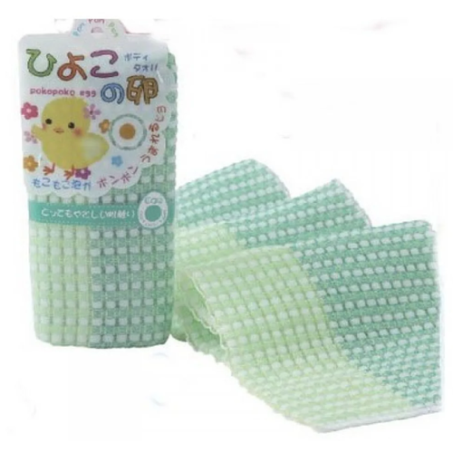 фото Yokozuna мочалка-полотенце для детей зеленая - pokopoko egg, 1шт